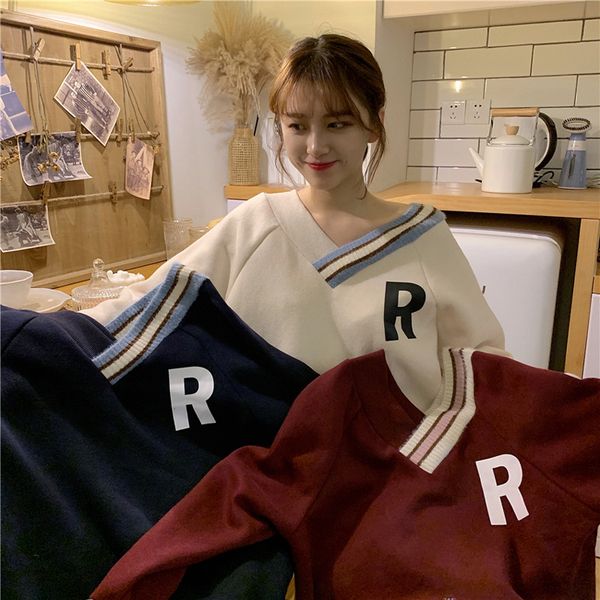 v-neck sweater for women in autumn and winter sl6z, White;black
v-neck sweater for women in autumn and winter sl6z, White;black