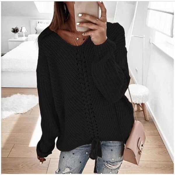 cogoxo fashion pullovers autumn 2020 women v-neck pure color long sleeve sweater casual loose irregular sweater1, White;black
cogoxo fashion pullovers autumn 2020 women v-neck pure color long sleeve sweater casual loose irregular sweater1, White;black