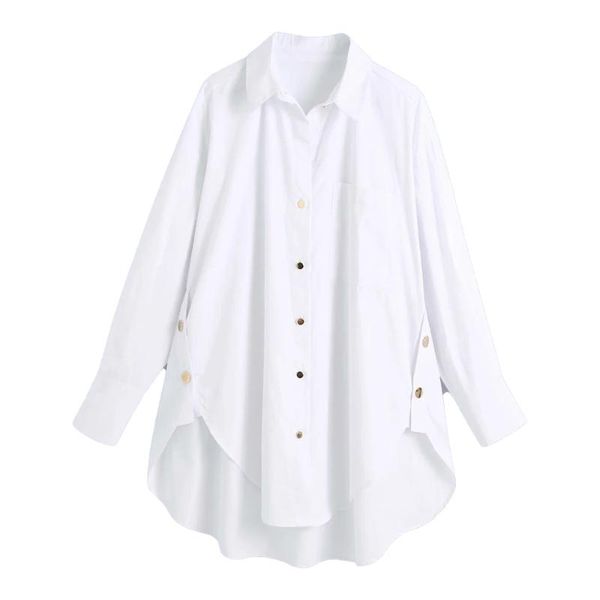 2020 new women long blouse 97% cotton golden button asymmetric hem long sleeves shirt fashion shirts femme mujer blouse, White
2020 new women long blouse 97% cotton golden button asymmetric hem long sleeves shirt fashion shirts femme mujer blouse, White