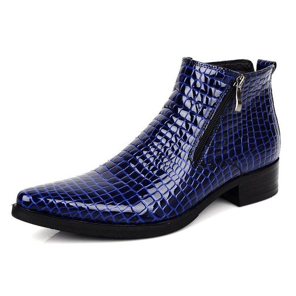 spring and autumn high men's leather boots leather pointed patent short boots british trend korean zipper, Black
spring and autumn high men's leather boots leather pointed patent short boots british trend korean zipper, Black