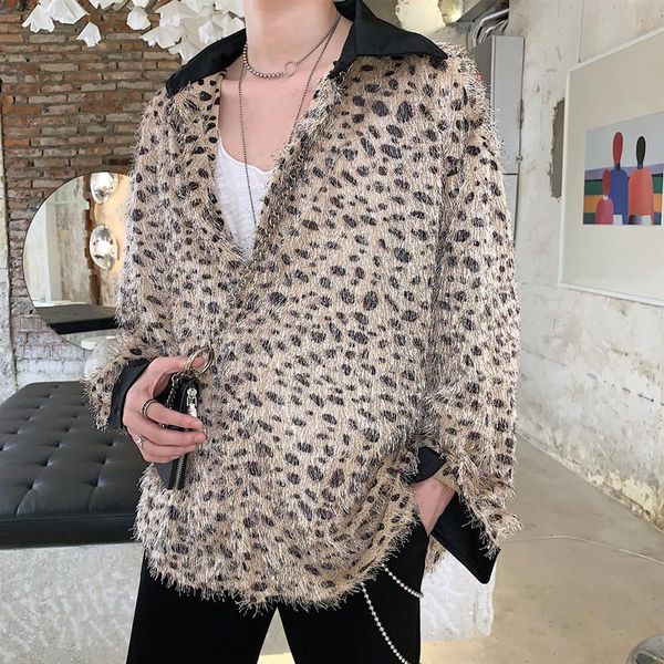 men leopard tassels fashion polka dot long sleeve oversize casual shirt cardigan male women streetwear hip hop loose shirts coat, White;black
men leopard tassels fashion polka dot long sleeve oversize casual shirt cardigan male women streetwear hip hop loose shirts coat, White;black