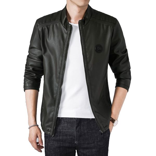 men's fleece stand faux leather jacket print solid long sleeve biker men fashion zipper pocket homme coats m-3xl kg-391, Black;brown
men's fleece stand faux leather jacket print solid long sleeve biker men fashion zipper pocket homme coats m-3xl kg-391, Black;brown