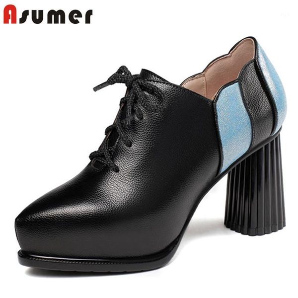 dress shoes asumer 2021 genuine leather women pumps mixed color lace up elegant party ladies high heels platform shoes1, Black
dress shoes asumer 2021 genuine leather women pumps mixed color lace up elegant party ladies high heels platform shoes1, Black