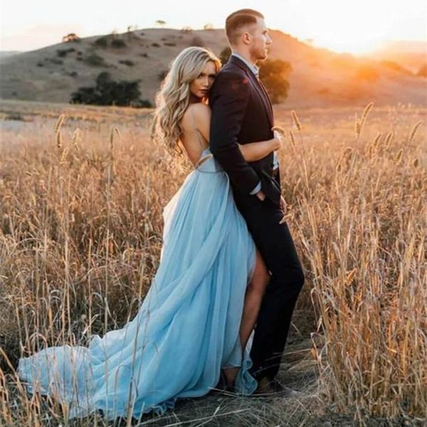 light sky blue 2021 wedding dresses a line chiffon boho beach bridal gowns open back spaghetti straps outdoor ins marraige dress, White
light sky blue 2021 wedding dresses a line chiffon boho beach bridal gowns open back spaghetti straps outdoor ins marraige dress, White