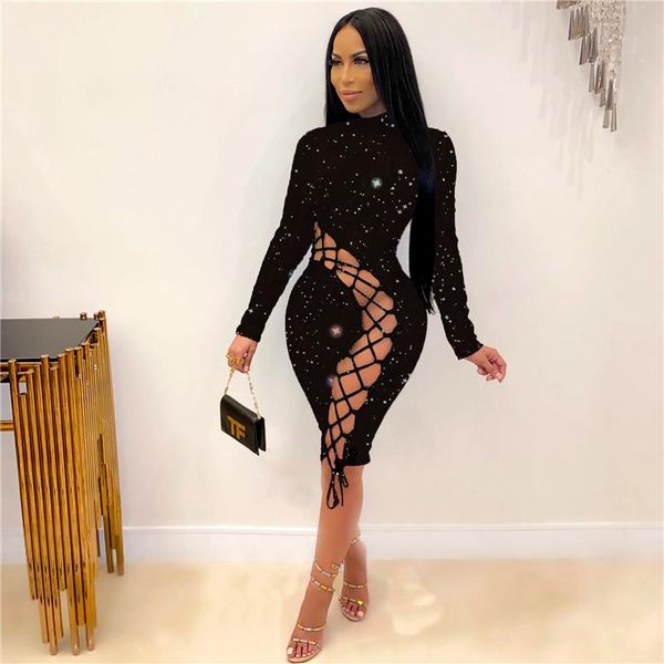 o neck lace up black dresses full sleeve slim bodycon dress ladies party club vestidos femme, Black;gray
o neck lace up black dresses full sleeve slim bodycon dress ladies party club vestidos femme, Black;gray