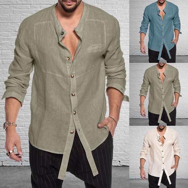 2021 chic men's casual shirt cotton linen comfort shirt loose long sleeve spring summer beach stand men, White;black
2021 chic men's casual shirt cotton linen comfort shirt loose long sleeve spring summer beach stand men, White;black