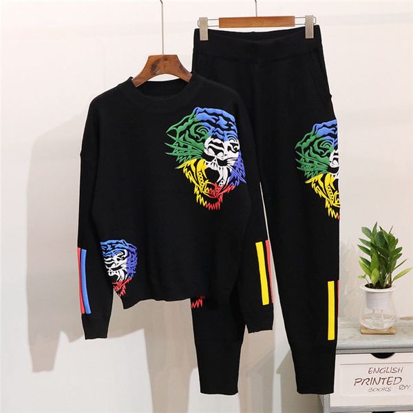autumn and winter new women's design knit sweater loose casual personality tiger head long-sleeved sweater sweater foot pants sports 20, White
autumn and winter new women's design knit sweater loose casual personality tiger head long-sleeved sweater sweater foot pants sports 20, White