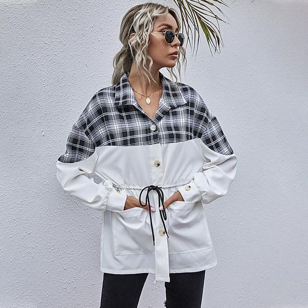 new fashion casual lapel plaid shirt women's autumn and winter long sleeve elastic waist ladies chic long shirt female, White
new fashion casual lapel plaid shirt women's autumn and winter long sleeve elastic waist ladies chic long shirt female, White