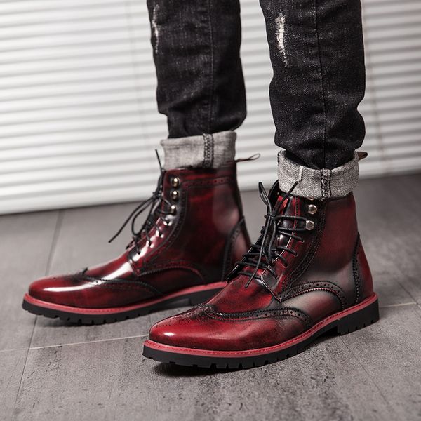 night male casual party sculpted dresses brogues genuine leather bow-up bullock boot ankle boots hombre zapatos area, Black
night male casual party sculpted dresses brogues genuine leather bow-up bullock boot ankle boots hombre zapatos area, Black