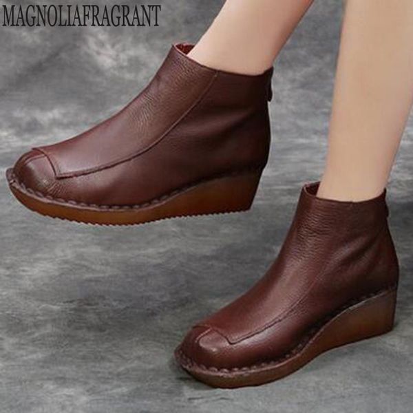 women autumn winter single boots retro ankle boots slip-on square toe genuine leather wedges booties casual woman shoes y419, Black
women autumn winter single boots retro ankle boots slip-on square toe genuine leather wedges booties casual woman shoes y419, Black