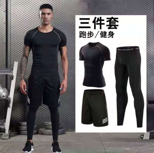 three piece fitness suit men's new quick dry running tights basketball training clothes, Gray
three piece fitness suit men's new quick dry running tights basketball training clothes, Gray