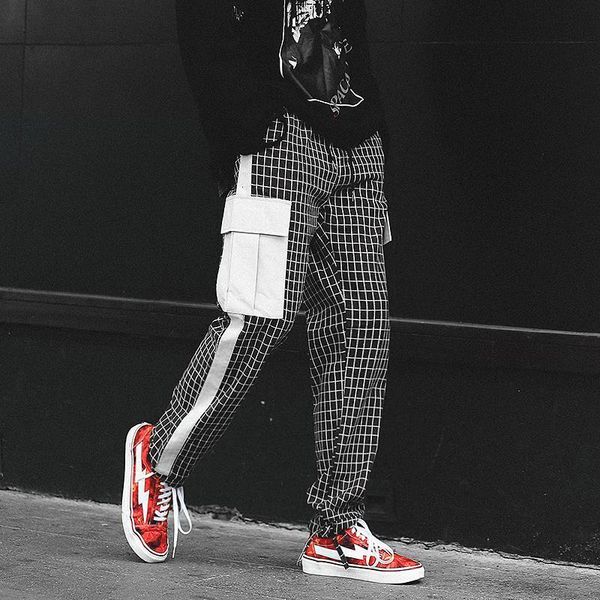 2020 autumn new pants men fashion plaid toursers contrast color patch pocket drawstring checkered casual pants, Black
2020 autumn new pants men fashion plaid toursers contrast color patch pocket drawstring checkered casual pants, Black