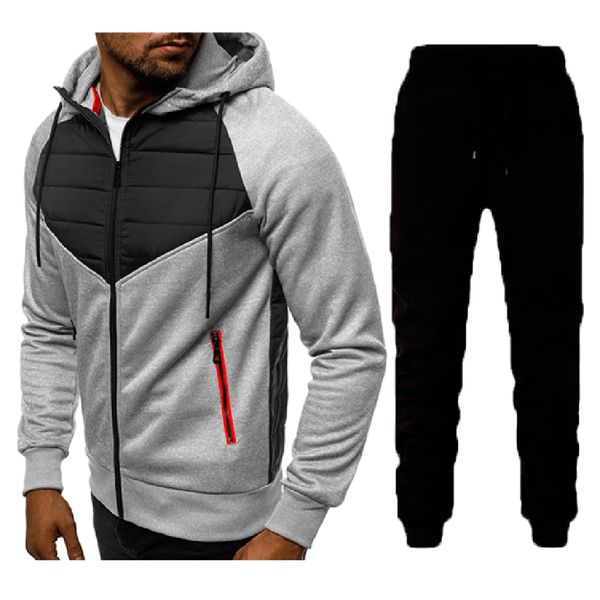 2 pieces sets tracksuit men new brand autumn winter hooded sweatshirt +drawstring pants male stripe patchwork hoodies kg-205, Gray
2 pieces sets tracksuit men new brand autumn winter hooded sweatshirt +drawstring pants male stripe patchwork hoodies kg-205, Gray