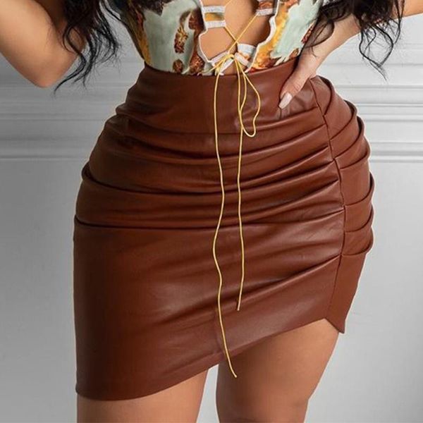 pu leather irregular women's mini shirt high waist back zipper asymmetrical folded slim female streetwear nightclub summer, Black
pu leather irregular women's mini shirt high waist back zipper asymmetrical folded slim female streetwear nightclub summer, Black