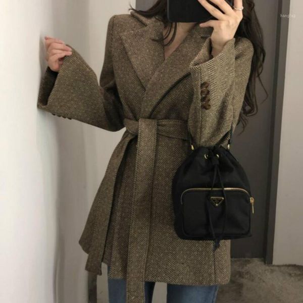 women autumn winter long wool blazer coat jacket bandage long sleeve british style thick woolen overcoat outer wear loose1, White;black
women autumn winter long wool blazer coat jacket bandage long sleeve british style thick woolen overcoat outer wear loose1, White;black
