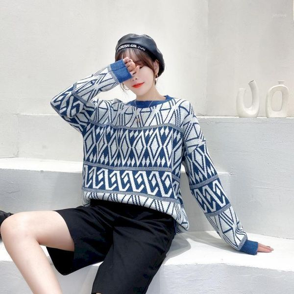 mid-length hedging knit lazy round neck long-sleeved sweater rhombus autumn winter korean loose all-match warm homewear blouse1, White;black
mid-length hedging knit lazy round neck long-sleeved sweater rhombus autumn winter korean loose all-match warm homewear blouse1, White;black
