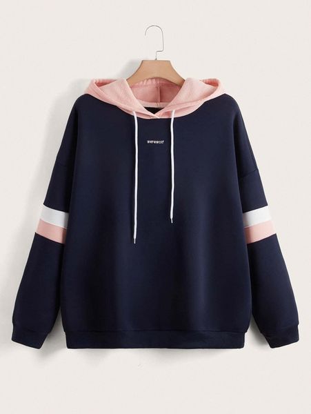 plus letter embroidery colorblock drop shoulder drawstring thermal lined hoodie h6nv#, Black
plus letter embroidery colorblock drop shoulder drawstring thermal lined hoodie h6nv#, Black
