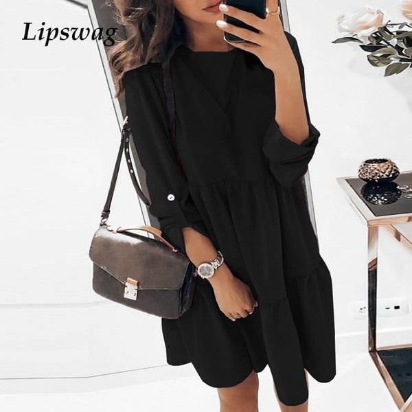 spring button adjust long sleeve lady mini dress elegant women o-neck party dress 2021 summer casual pleated loose a-line dress y0118, Black;gray
spring button adjust long sleeve lady mini dress elegant women o-neck party dress 2021 summer casual pleated loose a-line dress y0118, Black;gray