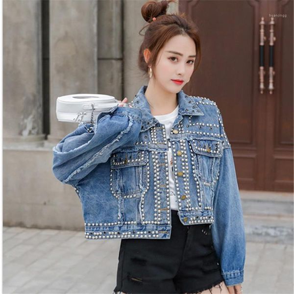 vintage rivet pearl denim jacket female autumn new korean version studded short loose high street single button1, Black;brown
vintage rivet pearl denim jacket female autumn new korean version studded short loose high street single button1, Black;brown