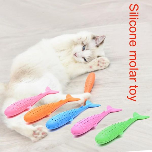 pet cat силиконовая рыба игрушка с catnip cat собачья очистка зубов жевание интерактивные принадлежности игрушки многоцветные дополнительные