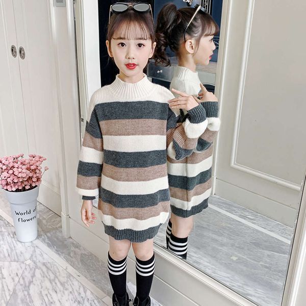 new middle winter 2020 school girls' color matching striped sweater korean children's wear flil, Blue
new middle winter 2020 school girls' color matching striped sweater korean children's wear flil, Blue
