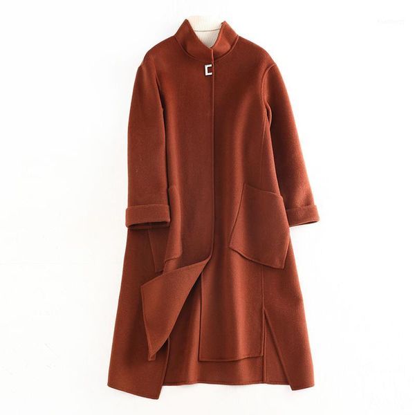 women solid woollen long coat cotton overcoat loose winter autumn outwear trench coats1, Black
women solid woollen long coat cotton overcoat loose winter autumn outwear trench coats1, Black