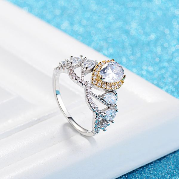 2021 luxury and generous pear-shaped crown ladies fashion color-plated wedding ring, pair ring fashion trend, Silver
2021 luxury and generous pear-shaped crown ladies fashion color-plated wedding ring, pair ring fashion trend, Silver