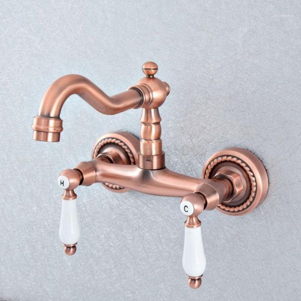 bathroom sink faucets antique red copper brass kitchen faucet mixer tap swivel spout wall mounted double handles tsf8481
bathroom sink faucets antique red copper brass kitchen faucet mixer tap swivel spout wall mounted double handles tsf8481