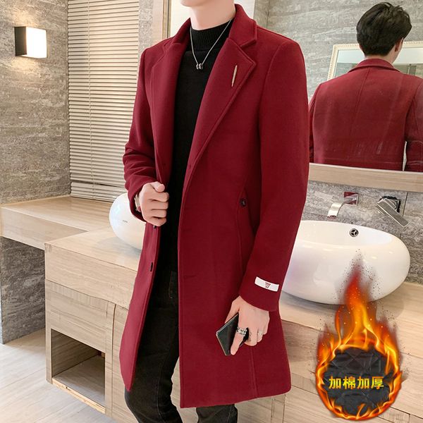 plus cotton thickened slim fit business winter pure color woolen coat men's medium length windbreaker, Tan;black
plus cotton thickened slim fit business winter pure color woolen coat men's medium length windbreaker, Tan;black