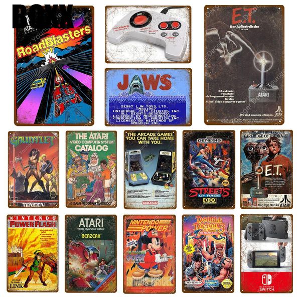 classic video game comics poster play gaming metal tin signs for kids room game center home decor vintage gamer plaque
classic video game comics poster play gaming metal tin signs for kids room game center home decor vintage gamer plaque