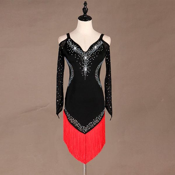 2021 new latin dance dress women long sleeve tango rumba ballroom fashion modern salsa cha cha latin dance skirt, Black;red
2021 new latin dance dress women long sleeve tango rumba ballroom fashion modern salsa cha cha latin dance skirt, Black;red