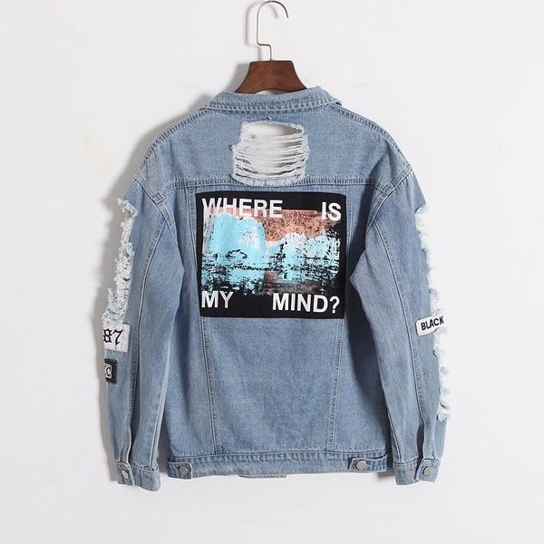 women's jackets 2021 fashion vintage female jacket wash water denim distrressed back applique loose outerwear women coat, Black;brown
women's jackets 2021 fashion vintage female jacket wash water denim distrressed back applique loose outerwear women coat, Black;brown