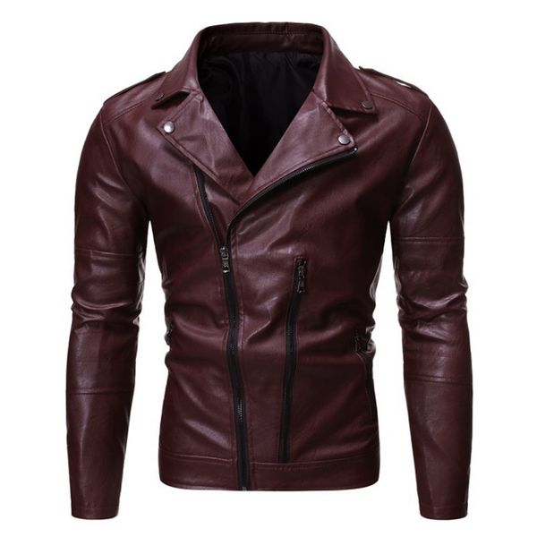 men vintage punk jacket oblique zipper design motorcycle biker leather jacket men fashion brand pu leather coat men, Black
men vintage punk jacket oblique zipper design motorcycle biker leather jacket men fashion brand pu leather coat men, Black