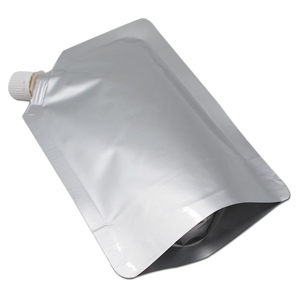 Wholesale 3 Design Plastic Pure Foil Spout Pouch Doypack Stand Up Beverage Jelly Wine Packing Packaging Bag White Silver Clear H Bbyohn