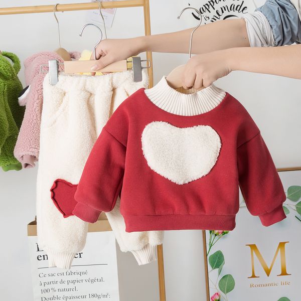 suit foreign style girls' winter wear plush thickened sweater children's net red two piece set, White
suit foreign style girls' winter wear plush thickened sweater children's net red two piece set, White