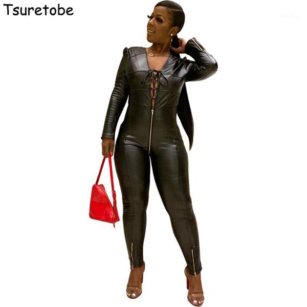 tsuretobe bandage leather jumpsuit women autumn winter hollow out romper zipper long sleeve lace up overalls party outfits1, Black;white
tsuretobe bandage leather jumpsuit women autumn winter hollow out romper zipper long sleeve lace up overalls party outfits1, Black;white