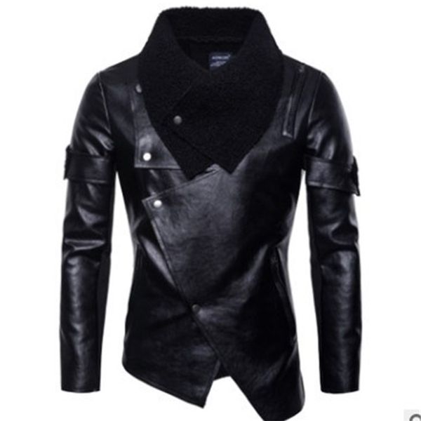 pyjtrl men autumn motorcycle pu leather coat personalized irregular punk jacket 201216, Black
pyjtrl men autumn motorcycle pu leather coat personalized irregular punk jacket 201216, Black
