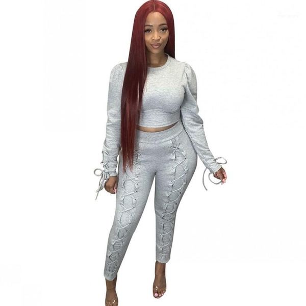 2 piece set for women o neck full sleeve t shirt crop and skinny pants oufits autumn fashion solid color lace up lounge set1, Gray
2 piece set for women o neck full sleeve t shirt crop and skinny pants oufits autumn fashion solid color lace up lounge set1, Gray