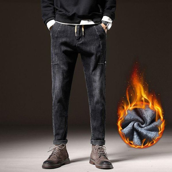 2020 winter new thicken fleece men's jeans slim elastic little feet denim pants men's casual trousers, Blue
2020 winter new thicken fleece men's jeans slim elastic little feet denim pants men's casual trousers, Blue