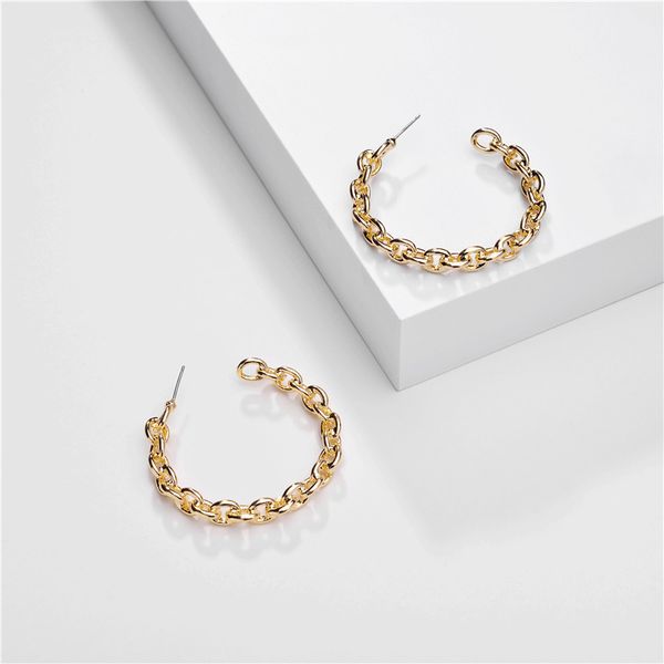 designer gold silver color link chain hoop earrings for women fashion jewelry painting metal statement earrings, Golden;silver
designer gold silver color link chain hoop earrings for women fashion jewelry painting metal statement earrings, Golden;silver