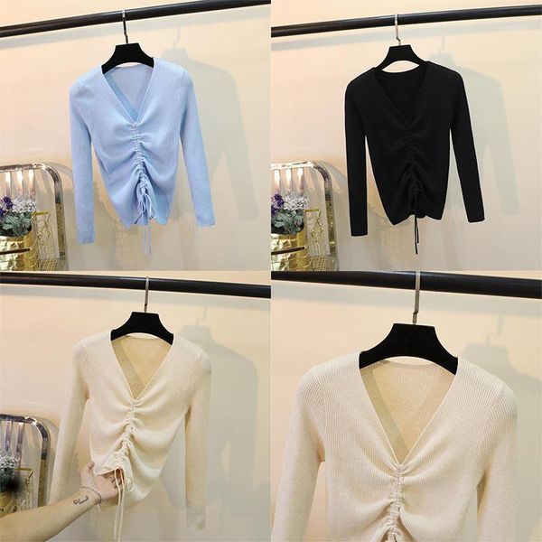 women knitted jumper long sleeve sweater v neck pullover knitting casual draw rope 6colors1, White;black
women knitted jumper long sleeve sweater v neck pullover knitting casual draw rope 6colors1, White;black