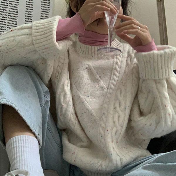 women's sweaters twisted knitted sweater women o-neck loose oversized jumpers mixed color vintage pullovers harajuku korean streetwear, White;black
women's sweaters twisted knitted sweater women o-neck loose oversized jumpers mixed color vintage pullovers harajuku korean streetwear, White;black