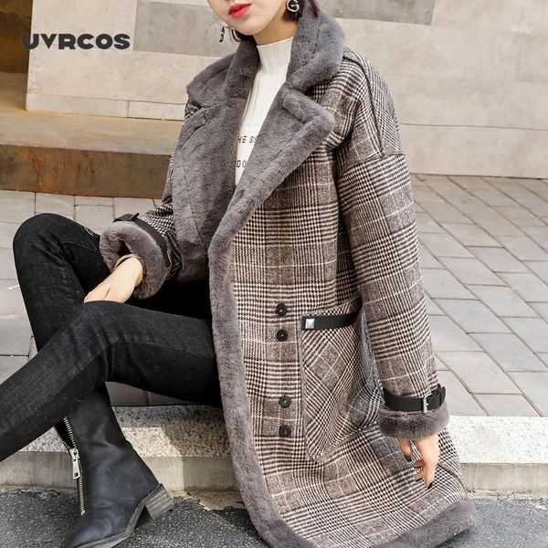 uvrcos plaid faux leather fur parka coat women jacket women's new 2020 autumn winter lamb fur female overcoat outerwear coats1, Black
uvrcos plaid faux leather fur parka coat women jacket women's new 2020 autumn winter lamb fur female overcoat outerwear coats1, Black