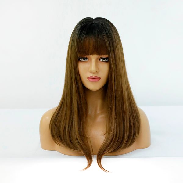 costume accessories black to brown long straight ombre synthetic wig for black white women daily heat resistant natural fake hair with bangs, Silver
costume accessories black to brown long straight ombre synthetic wig for black white women daily heat resistant natural fake hair with bangs, Silver