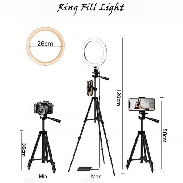 led ring fill light bracket, portable dimmable 26cm ring light mobile phone live tripod
led ring fill light bracket, portable dimmable 26cm ring light mobile phone live tripod