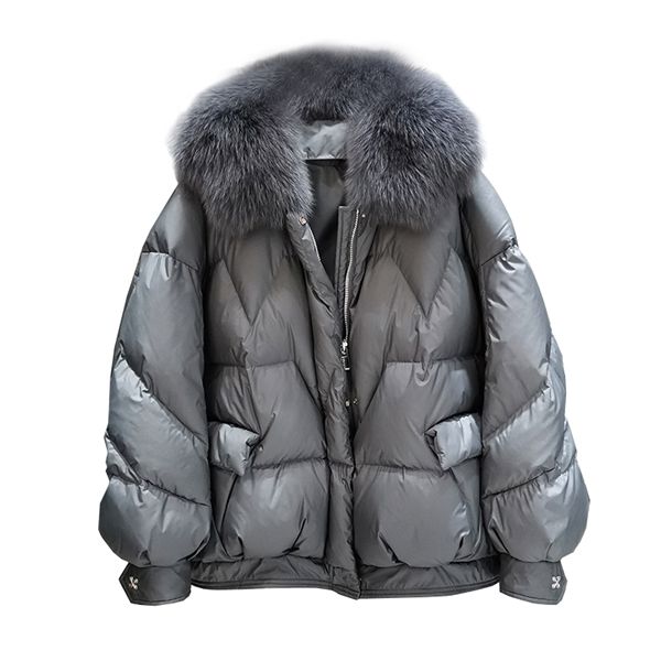 big real fox fur collar 2020 winter 90%white duck jacket women coat female thicken warm loose down parka c1204, Black
big real fox fur collar 2020 winter 90%white duck jacket women coat female thicken warm loose down parka c1204, Black