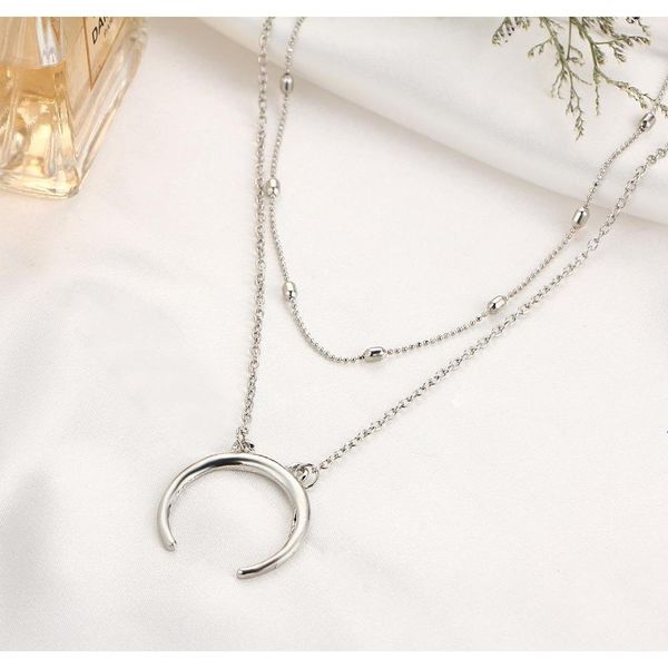 fashion simple double - layer copper beads necklace moon pendant multi - layer ne sqcnrr homes2007, Silver
fashion simple double - layer copper beads necklace moon pendant multi - layer ne sqcnrr homes2007, Silver