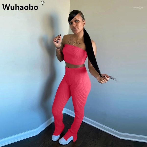 wuhaobo knitted 2 piece set strapless crop and flare trouser summer clothes for women club outfits casual matching suit1, White
wuhaobo knitted 2 piece set strapless crop and flare trouser summer clothes for women club outfits casual matching suit1, White
