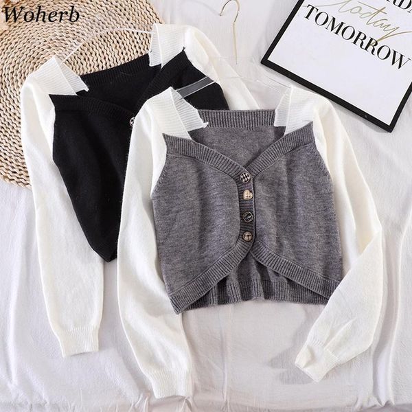 woherb sweater cardigan cropped coat women knitted contranst patchwork jacket 2020 korean autumn long sleeve pull femme1, White
woherb sweater cardigan cropped coat women knitted contranst patchwork jacket 2020 korean autumn long sleeve pull femme1, White