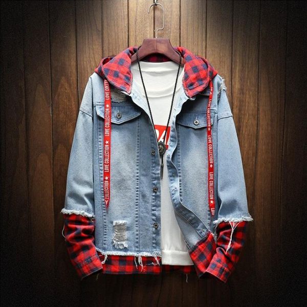 2021 autumn winter fashion jacket for men plaid stripe spliced ripped denim jacket men youth streetwear hip hop hooded, Black;brown
2021 autumn winter fashion jacket for men plaid stripe spliced ripped denim jacket men youth streetwear hip hop hooded, Black;brown